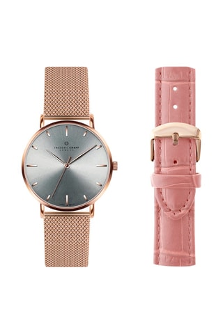 Coffret montre à quartz et bracelets en acier et cuir - Frederic Graff