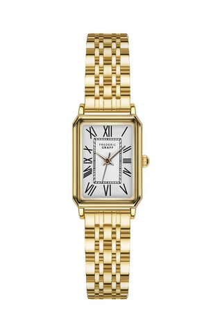 Montre à quartz en acier inoxydable plaqué ion or jaune - Doré et blanc - Frederic Graff