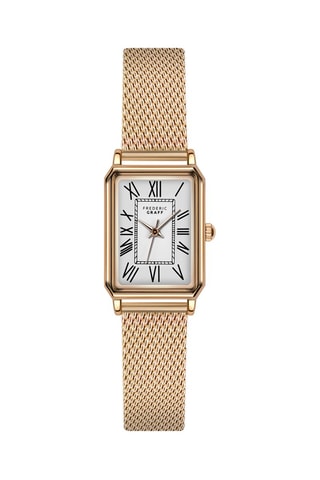 Montre à quartz en acier inoxydable plaqué ion or rose - Doré rose et blanc - Frederic Graff