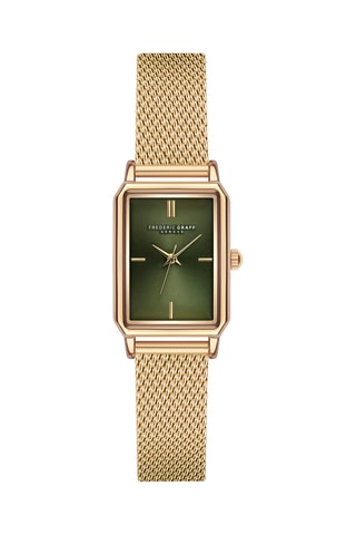 Montre à quartz en acier - Doré et vert - Frederic Graff