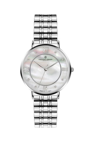 Montre à quartz en acier, plaqué ion argent et nacre Liskamm - Frederic Graff