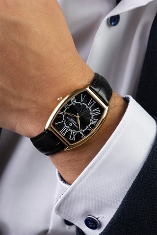 Montre à quartz en cuir - Noir et doré - Frederic Graff
