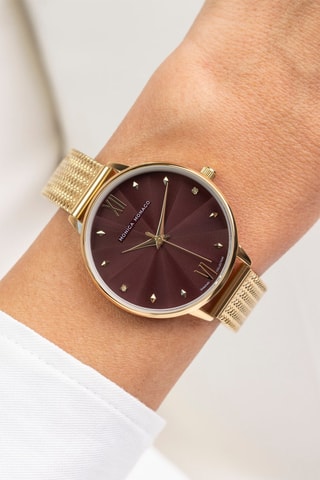 Montre à quartz en acier et diamants - Doré