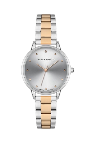Montre à quartz en acier et diamant - Argenté