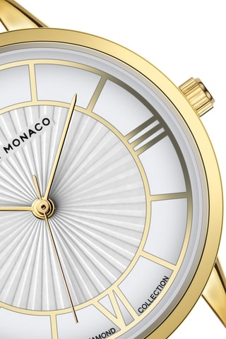 Montre à quartz en acier et diamant - Doré