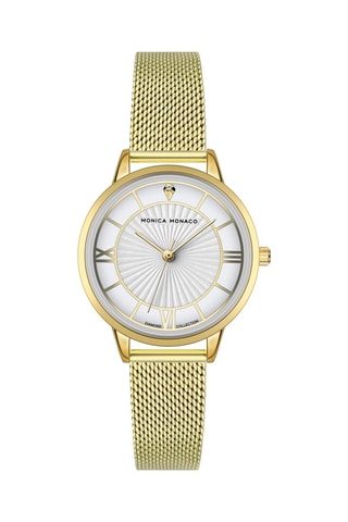 Montre à quartz en acier et diamant - Doré
