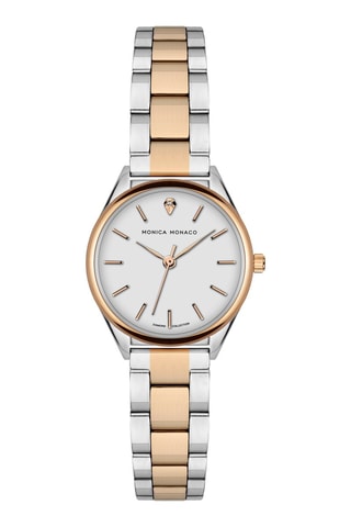 Montre à quartz en acier et diamant - Argenté