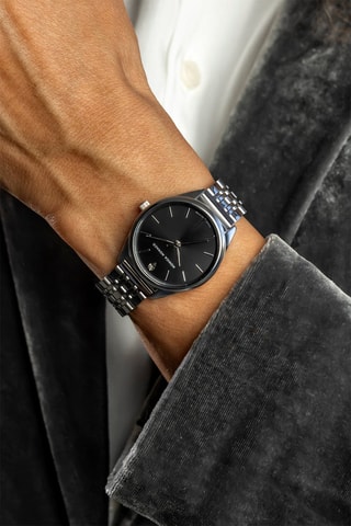 Montre à quartz en acier et diamant - Argenté