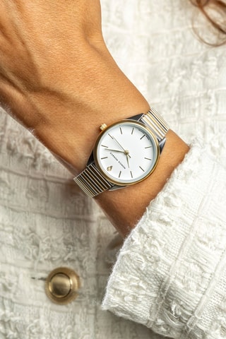 Montre à quartz en acier et diamant - Argenté