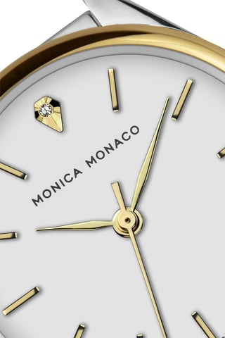 Montre à quartz en acier et diamant - Argenté
