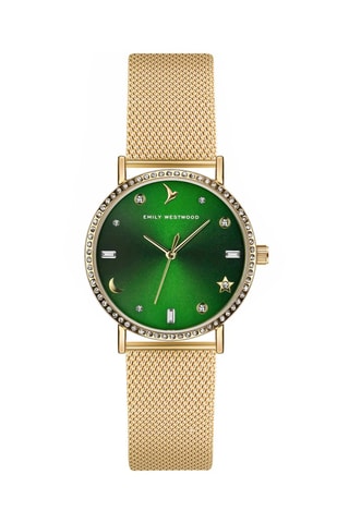 Montre à quartz en acier - Doré et vert - Emily Westwood