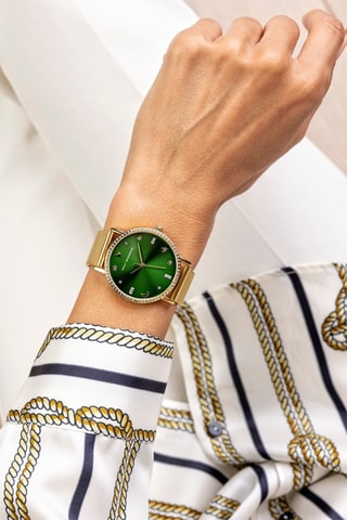 Montre à quartz en acier - Doré et vert - Emily Westwood