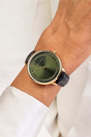 Montre à quartz en cuir - Noir et doré - Victoria Walls
