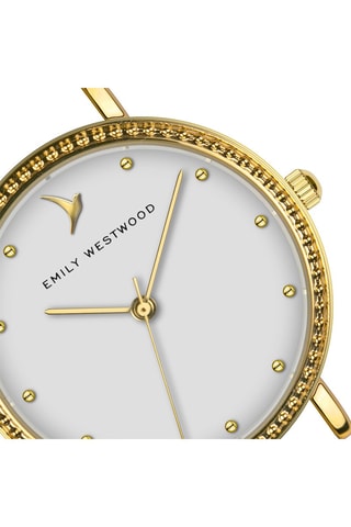 Montre à quartz en cuir - Blanc et doré - Emily Westwood