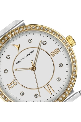 Montre à quartz en cuir - Noir et doré - Emily Westwood