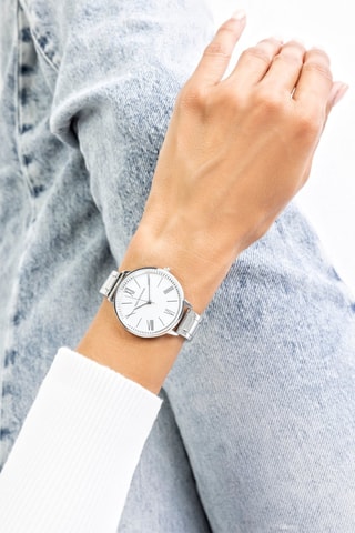 Montre à quartz en acier - Argenté et blanc - Emily Westwood