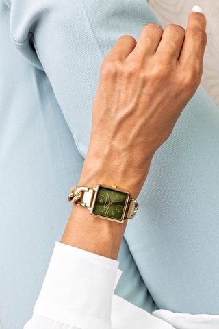 Montre à quartz en acier - Doré et vert - Marc Malone