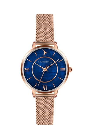 Montre à quartz en acier - Doré rose et bleu marine - Emily Westwood