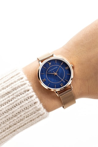 Montre à quartz en acier - Doré rose et bleu marine - Emily Westwood