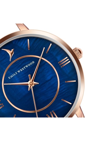 Montre à quartz en acier - Doré rose et bleu marine - Emily Westwood
