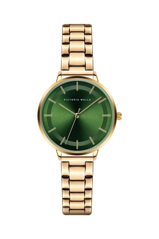 Montre à quartz en acier - Doré et vert - Victoria Walls