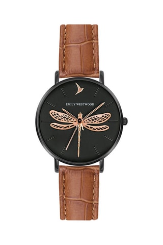 Montre à quartz en cuir - Marron et noir - Emily Westwood