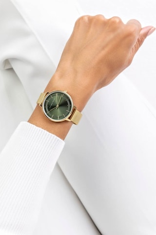 Montre à quartz en acier - Doré et vert - Victoria Walls