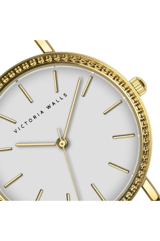 Montre à quartz en cuir - Noir et doré - Victoria Walls