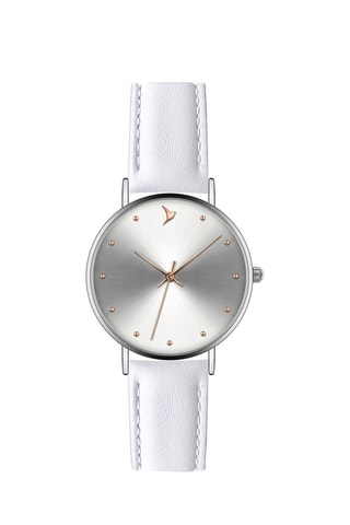 Montre à quartz en cuir - Blanc et argenté  - Emily Westwood