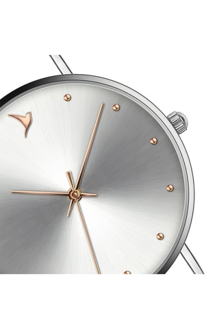 Montre à quartz en cuir - Blanc et argenté  - Emily Westwood