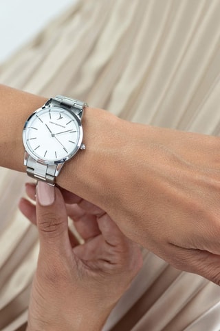 Montre à quartz en acier - Argenté et blanc - Emily Westwood