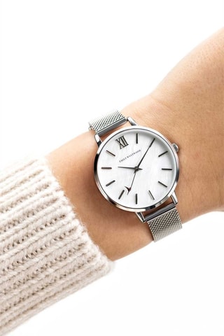 Montre à quartz en acier - Argenté et blanc - Emily Westwood
