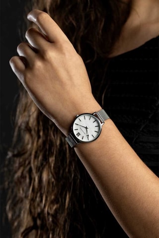 Montre à quartz en acier - Argenté et blanc - Emily Westwood