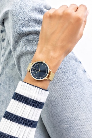 Montre à quartz en acier - Doré et bleu marine