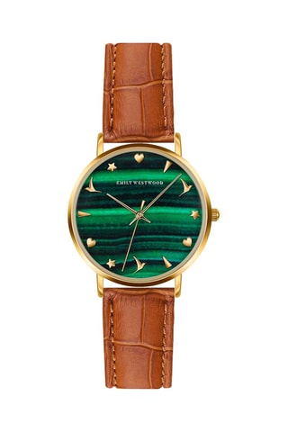 Montre à quartz en cuir - Marron et doré - Emily Westwood
