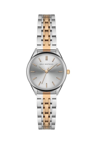 Montre à quartz en acier inoxydable - Argenté et doré rose - Emily Westwood
