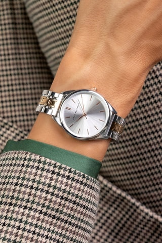 Montre à quartz en acier inoxydable - Argenté et doré rose - Emily Westwood