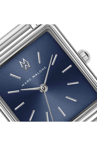 Montre à quartz en cuir - Bleu marine et argenté - Marc Malone