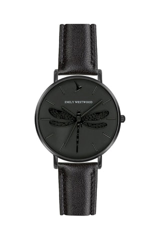 Montre à quartz en cuir - Noir - Emily Westwood