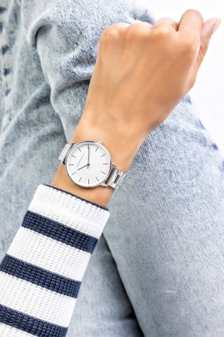 Montre à quartz en acier - Argenté et blanc - Victoria Walls