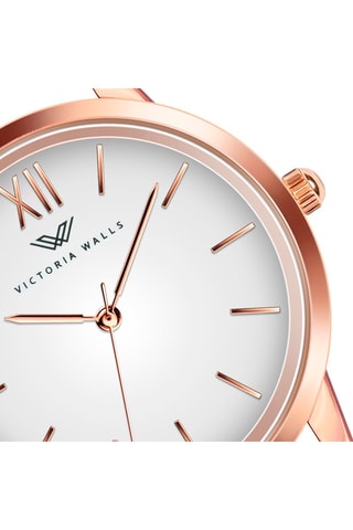 Montre à quartz en acier inoxydable - Doré rose et blanc - Victoria Walls