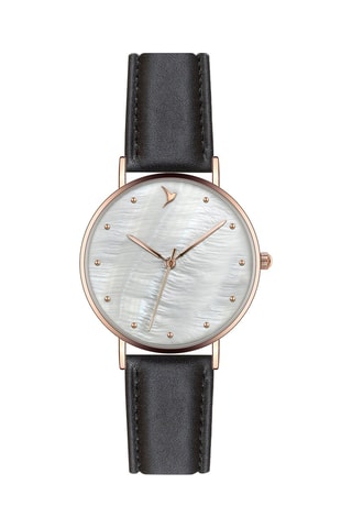 Montre à quartz en cuir - Noir et doré - Emily Westwood