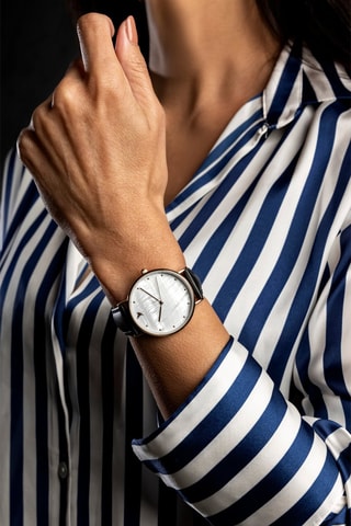 Montre à quartz en cuir - Noir et doré - Emily Westwood