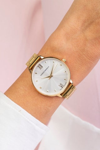 Montre à quartz en acier et diamants - Doré et argenté