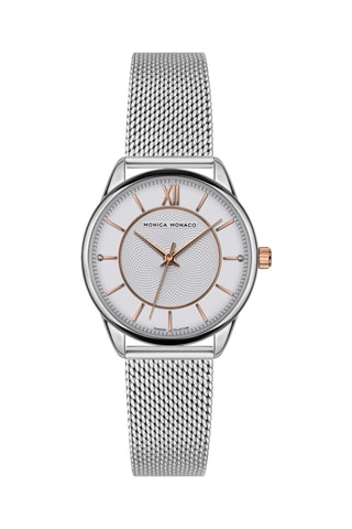 Montre à quartz en acier et diamants - Argenté et blanc