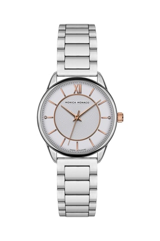 Montre à quartz en acier et diamants - Argenté et blanc