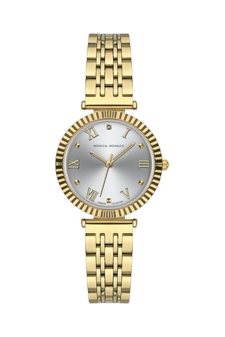 Montre à quartz en acier et diamant - Doré et argenté