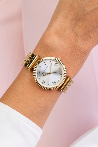 Montre à quartz en acier et diamant - Doré et argenté