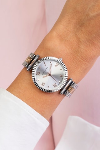 Montre à quartz en acier et diamant - Argenté et doré rose