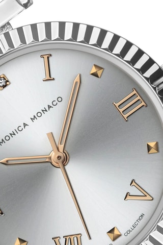 Montre à quartz en acier et diamant - Argenté et doré rose